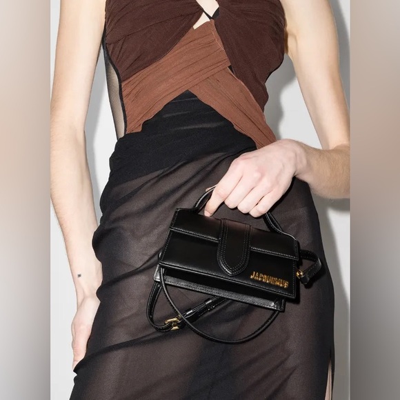 NWOT Jacquemus Le Bambino Mini Black Leather Tote Bag - Picture 6 of 11